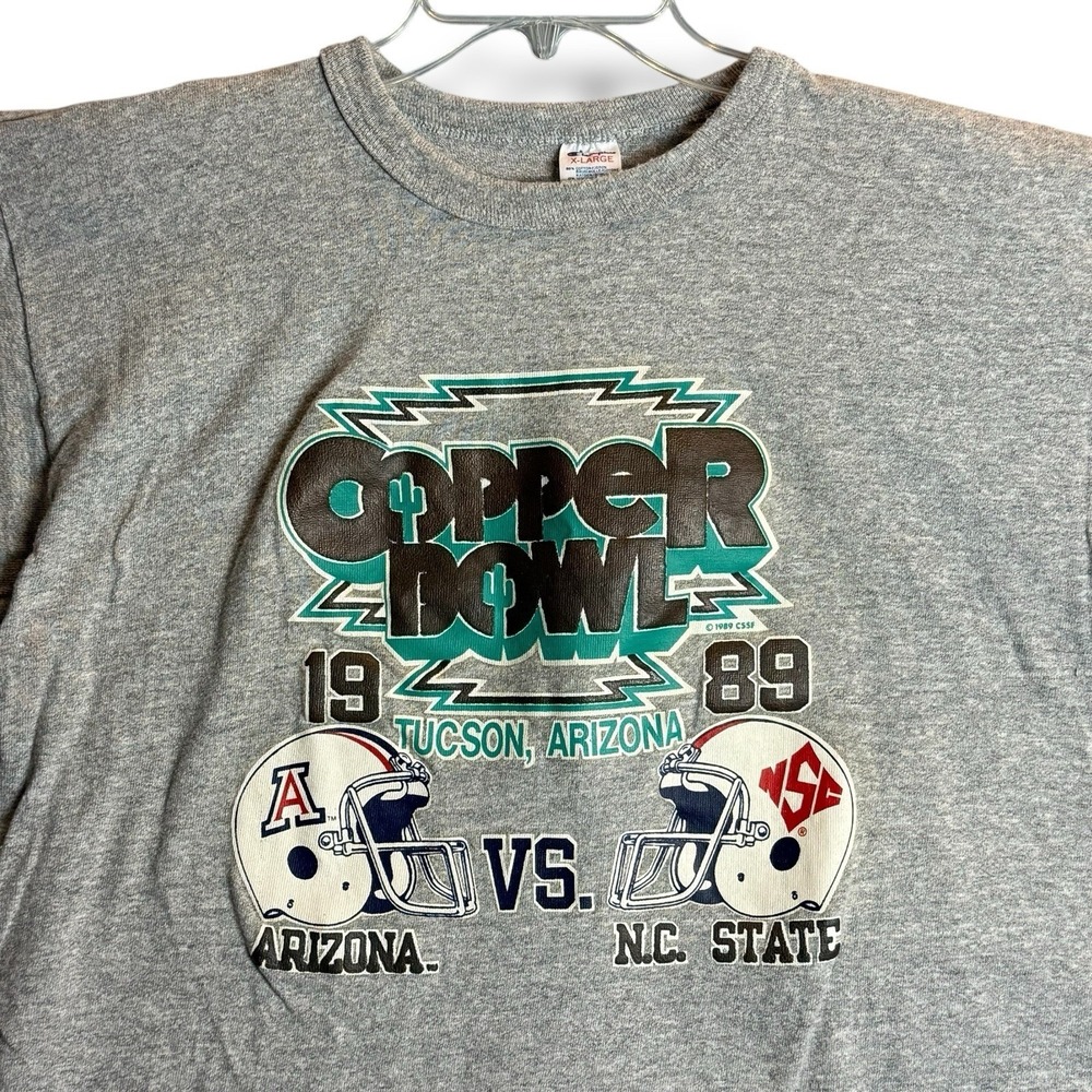 Vintage 1989 Copper Bowl Shirt Arizona Wildcats NC State XL 80s Single Stitch